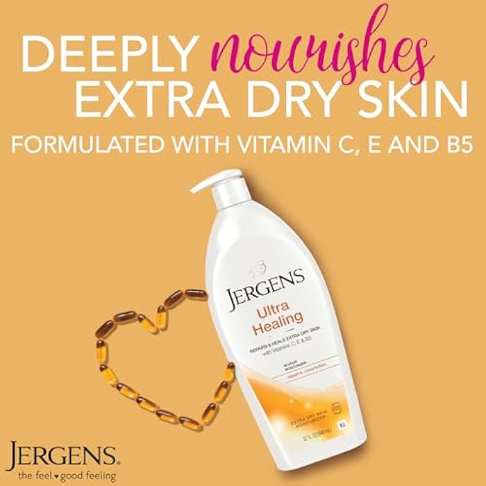 Jergens Ultra Healing Dry Skin Lotion, Hand and Body Moisturizer for Quick Absorption into Extra Dry Skin with Hydralucence Blend, Vitamins C, E and B5, White, 32oz - Image 2